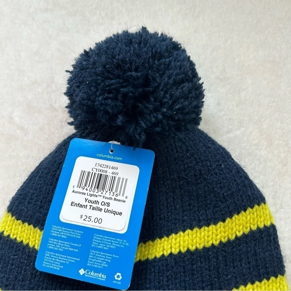 NWT Columbia Youth Auroras Lights Blue Striped Winter Beanie